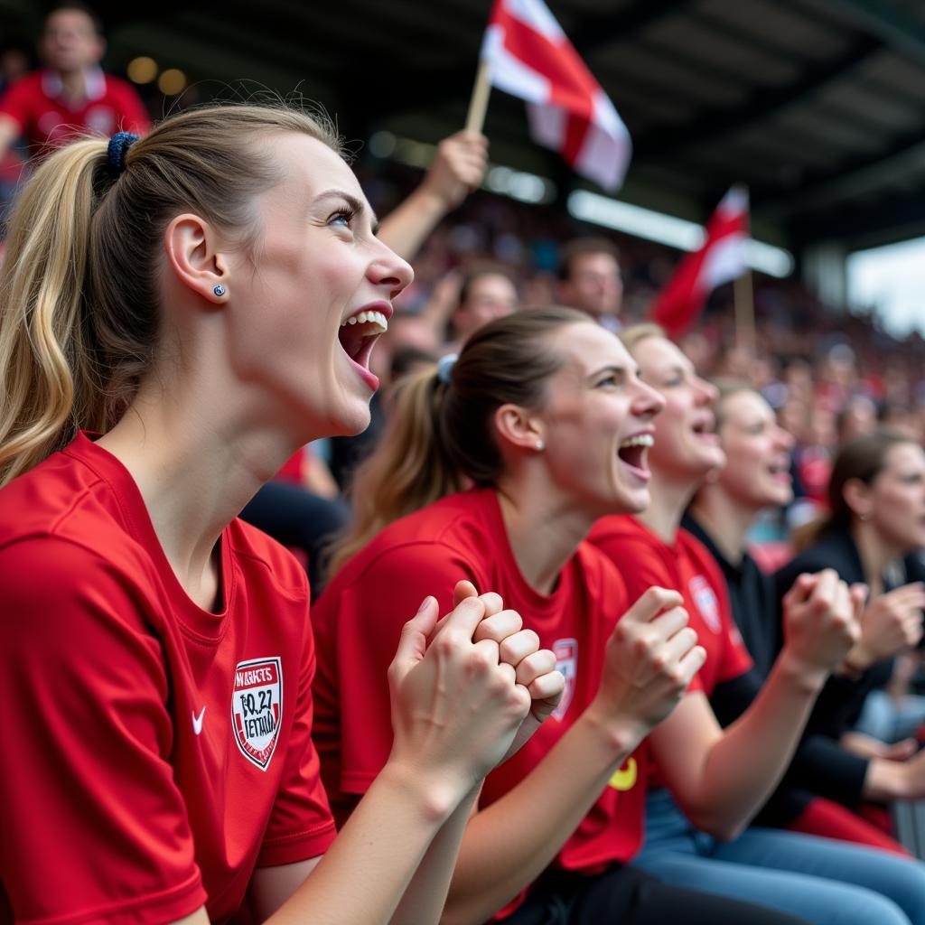 Fans von Bayer 04 Leverkusen Frauen im Stadion