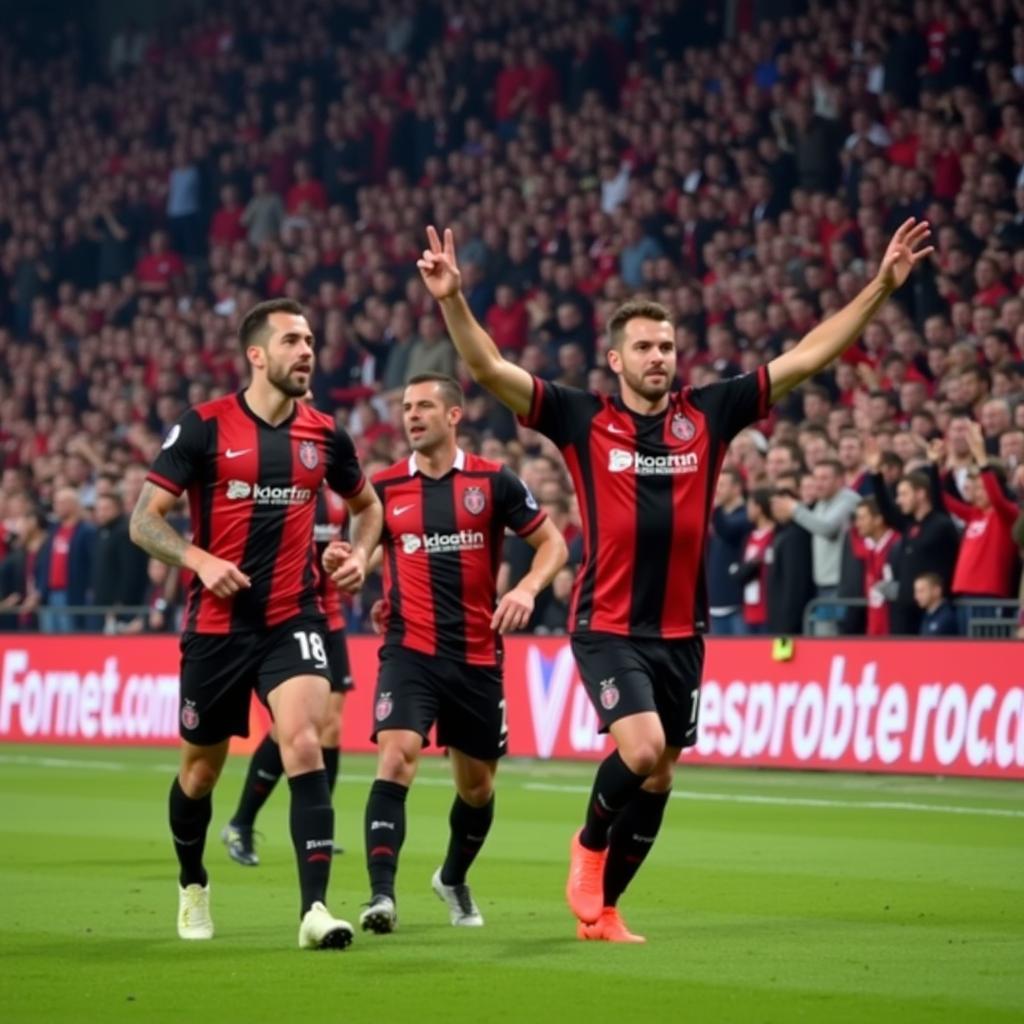 Spieler von Bayer 04 Leverkusen auf dem Platz