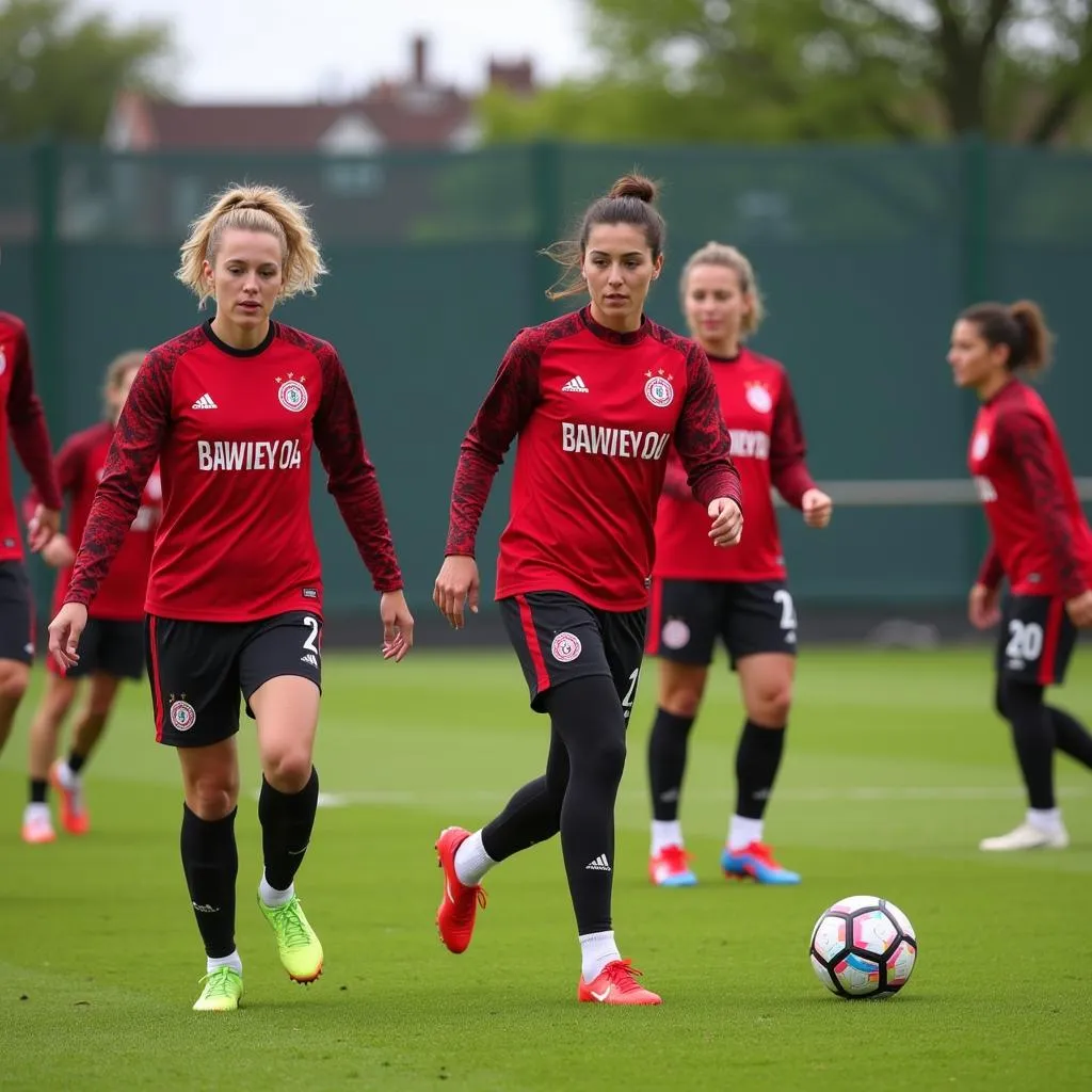 Spielerinnen von Bayer 04 Leverkusen beim Training