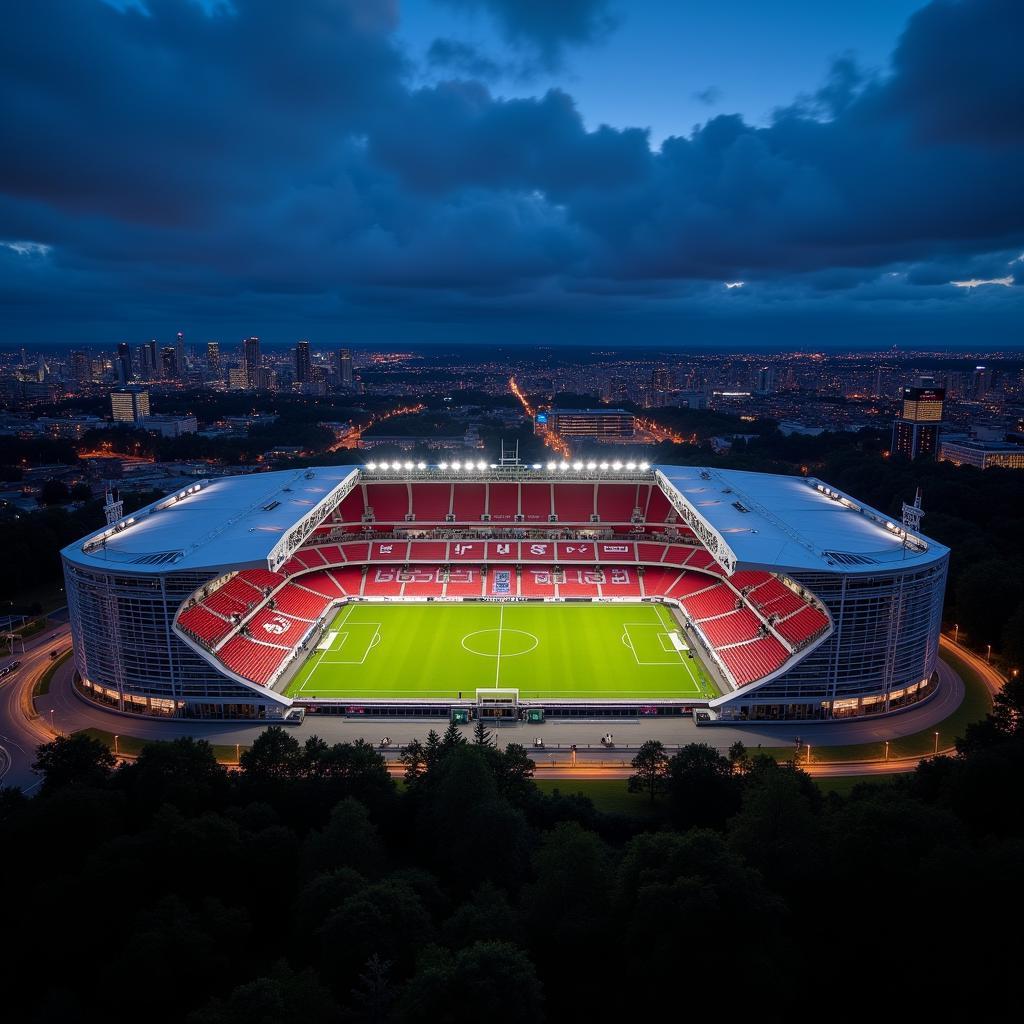 Das beeindruckende Stadion von Bayer 04 Leverkusen an der Schusterinsel 20 51379 Leverkusen.