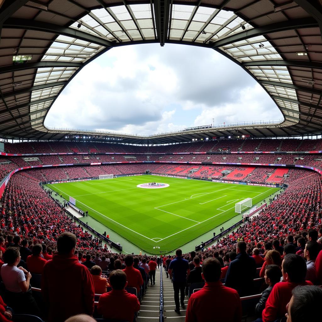 Die BayArena, das Heimstadion von Bayer 04 Leverkusen