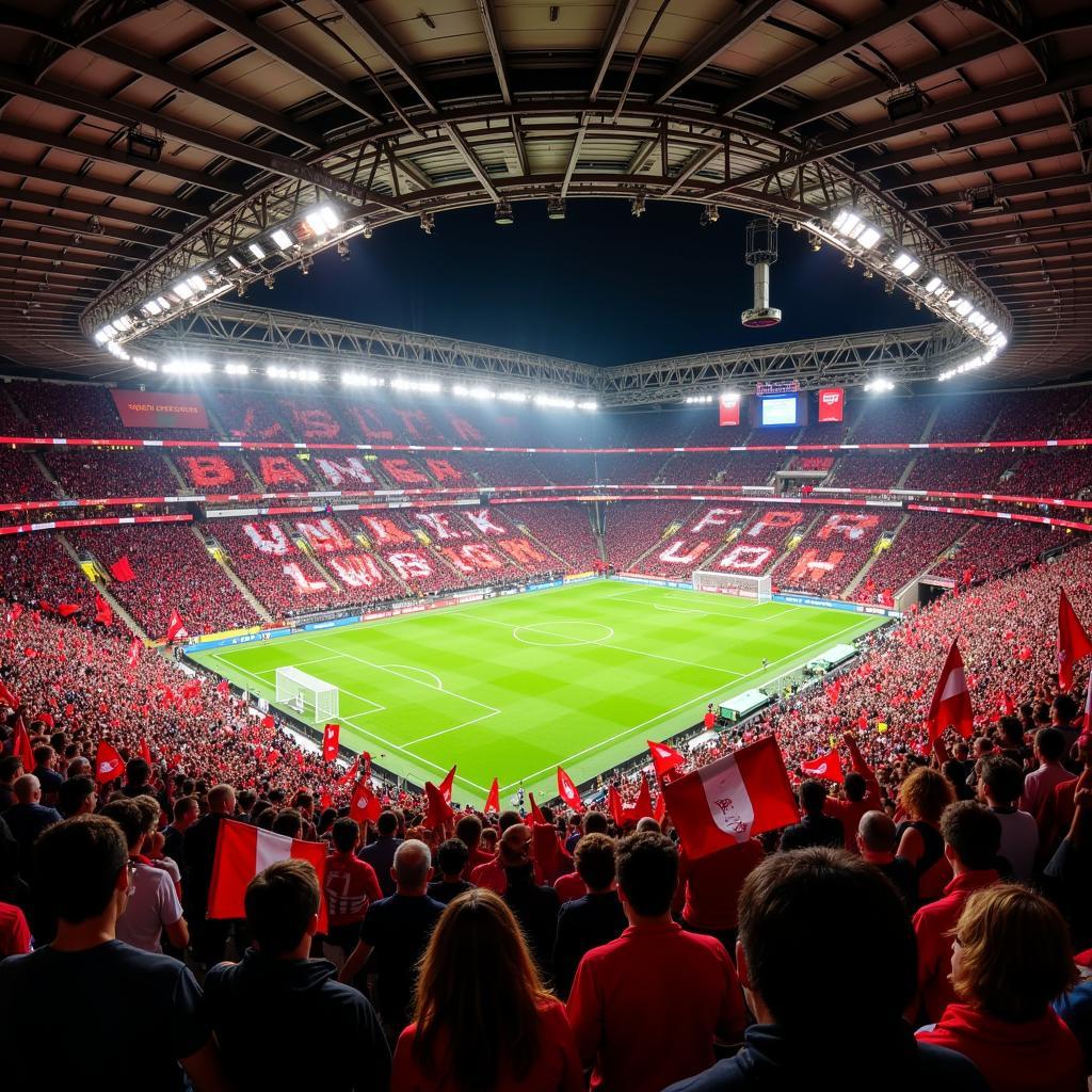 Die BayArena mit Leverkusen-Fans