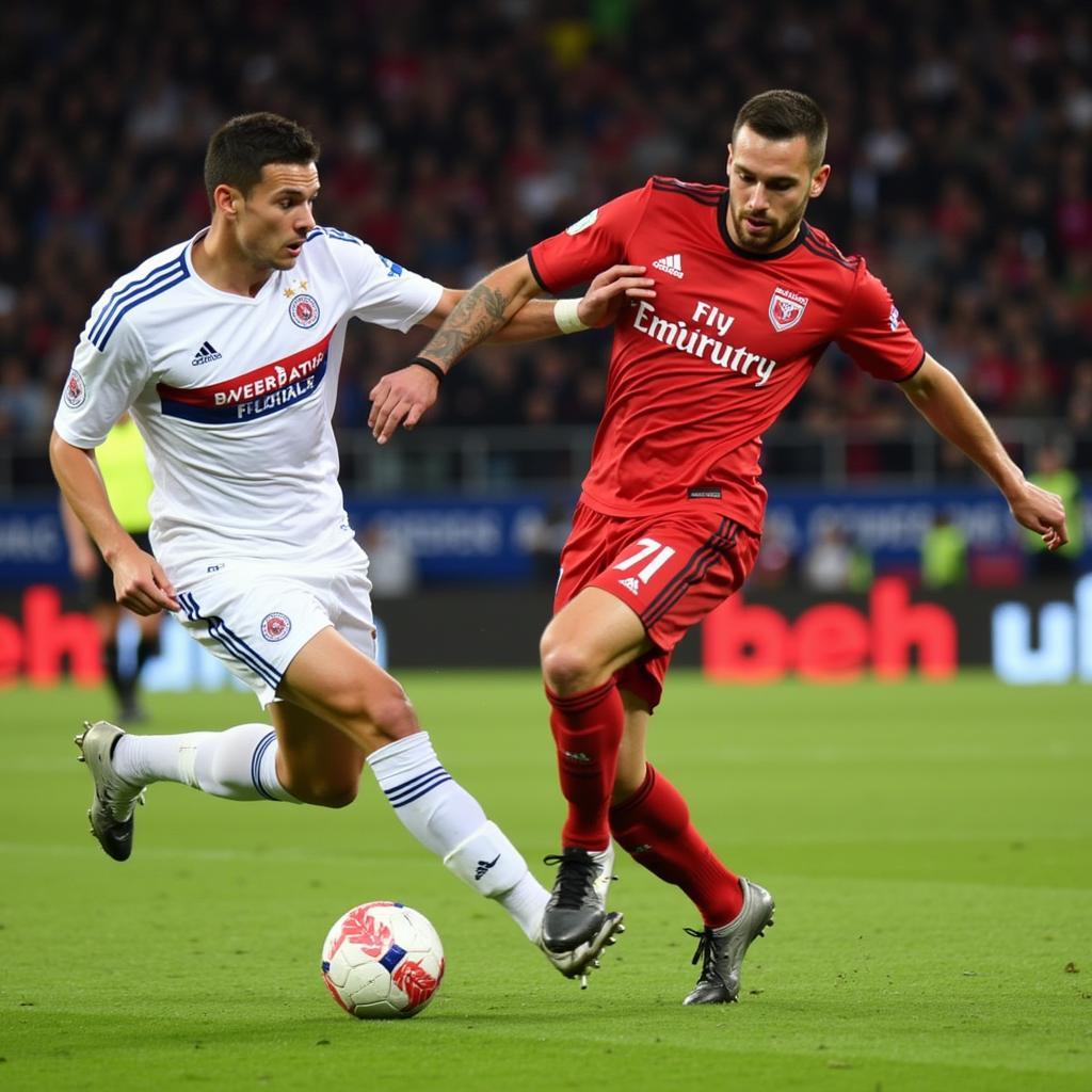 Spielerduell Bayer 04 Leverkusen gegen MSV Duisburg