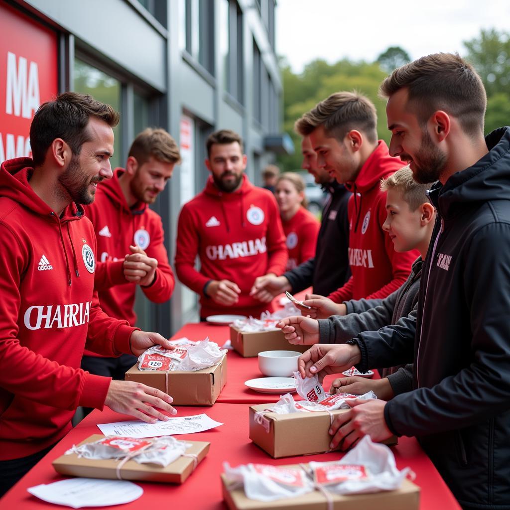 Bayer 04 Leverkusen sammelt Spenden für Bedürftige in Leverkusen.