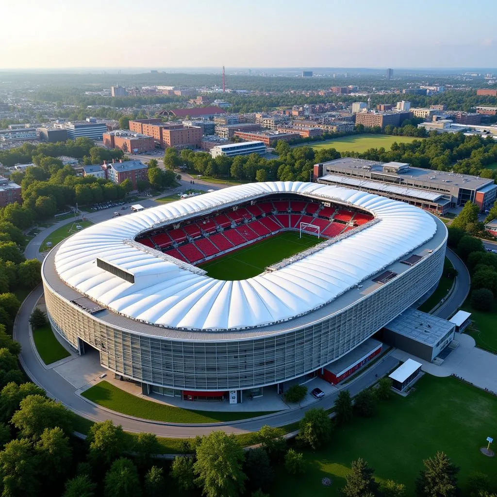 Panoramablick auf die BayArena in Leverkusen