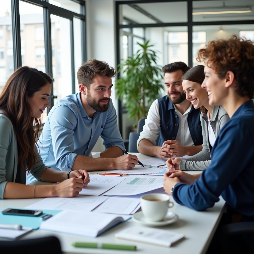 Mitarbeiter von Bayer Business Services bei der Arbeit in einem modernen Büro