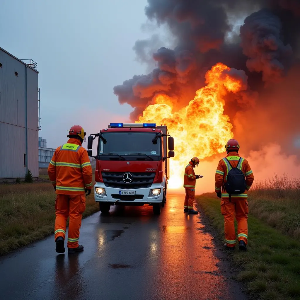 Sicherheitsübung im Bayer Chempark Leverkusen mit Einsatzkräften