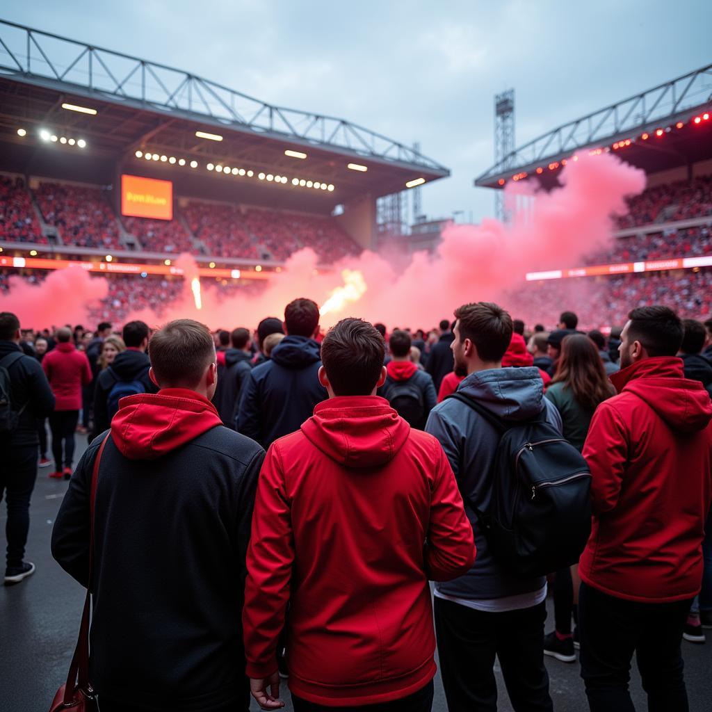 Bayer Chempark Leverkusen Tor 11 - Fans am Eingang