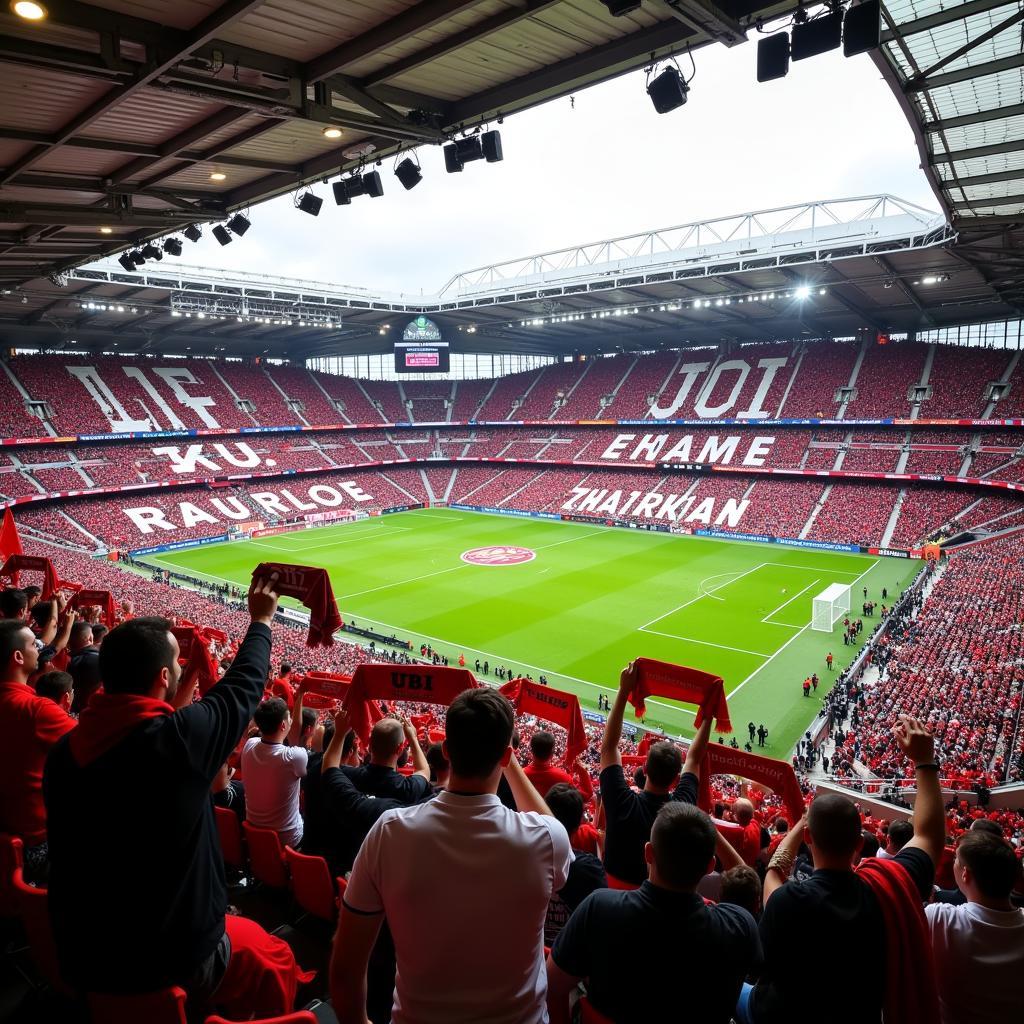 Fans von Bayer Leverkusen und 1. FC Köln