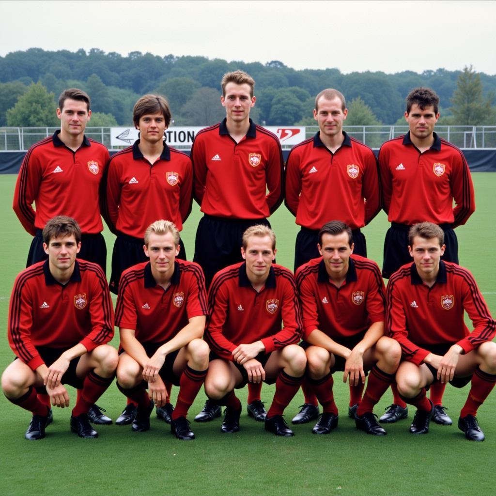 Mannschaftsfoto von Bayer Leverkusen aus den 1990er Jahren