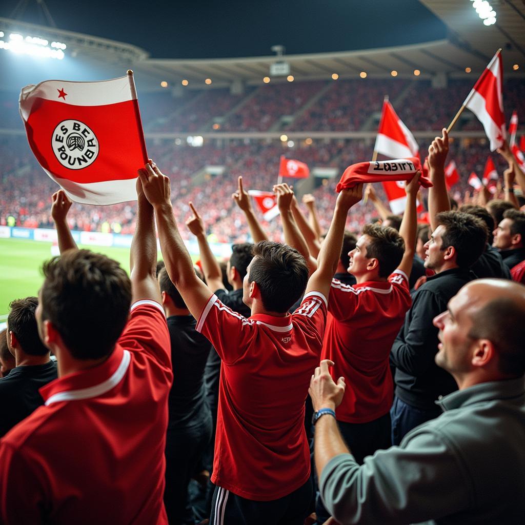 Jubelnde Fans Bayer Leverkusen 1992