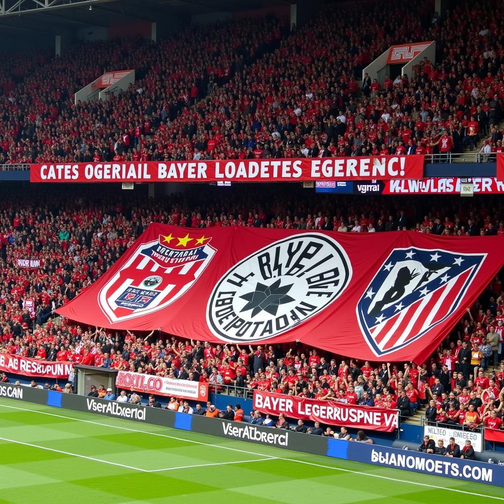 Bayer Leverkusen Fans im Wanda Metropolitano in Madrid