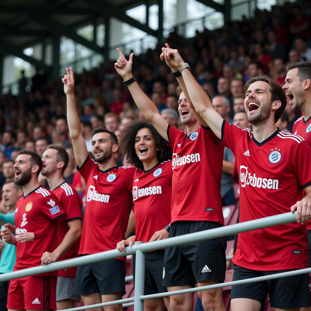 Fans im Bayer Leverkusen Auswärtstrikot 21/22