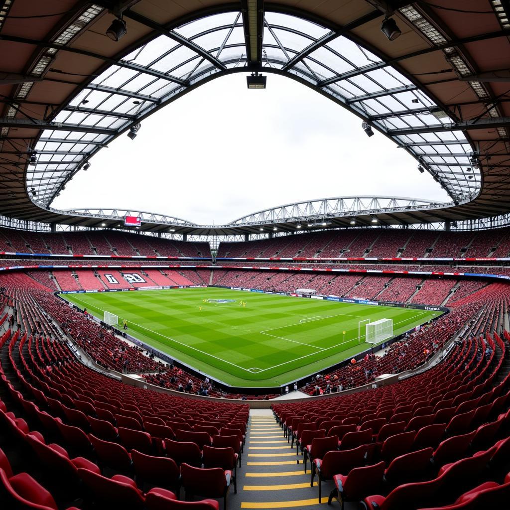 Der moderne Fußballtempel: Die BayArena in Leverkusen