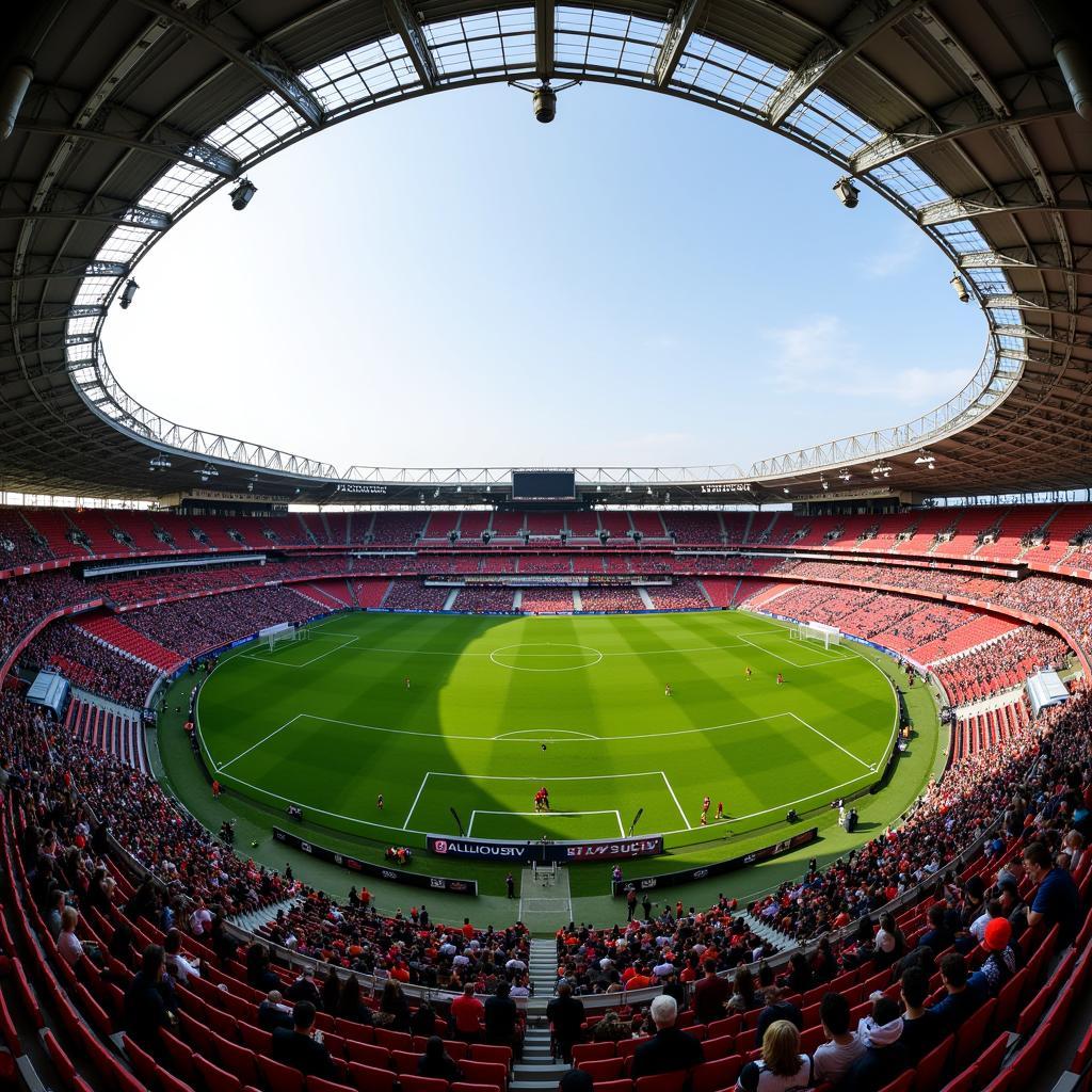 Die BayArena, das Heimstadion von Bayer Leverkusen