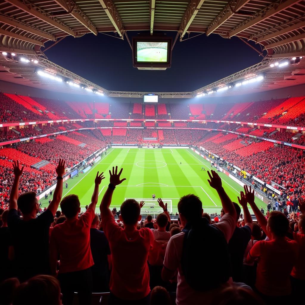 Bayer Leverkusen und Bayern München Fans im Stadion