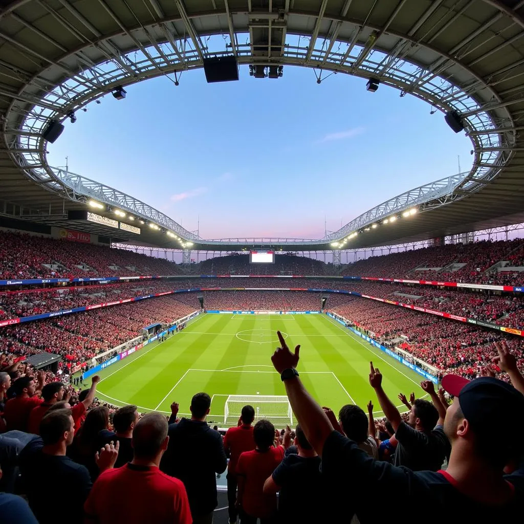 Bayer Leverkusen und Beşiktaş Fans im Stadion