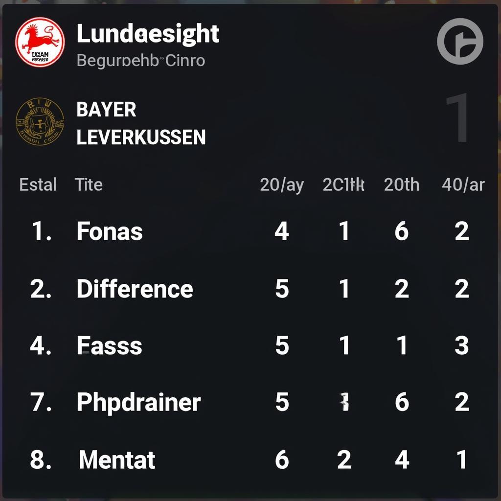 Aktuelle Bundesliga-Tabelle mit Bayer Leverkusen