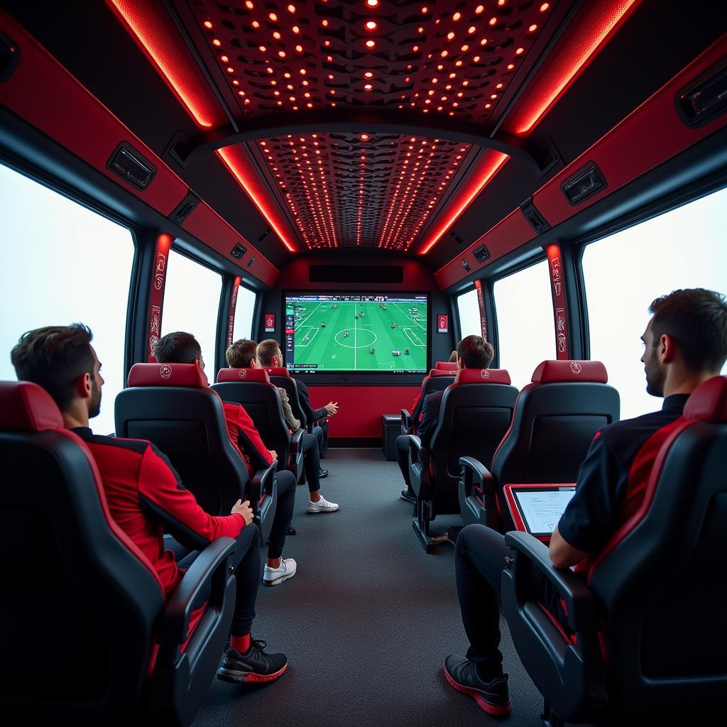 Konferenzbereich im Bayer Leverkusen Bus