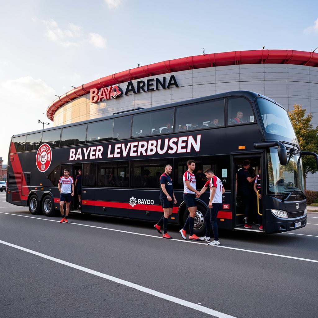 Bayer Leverkusen Bus mit Spielern