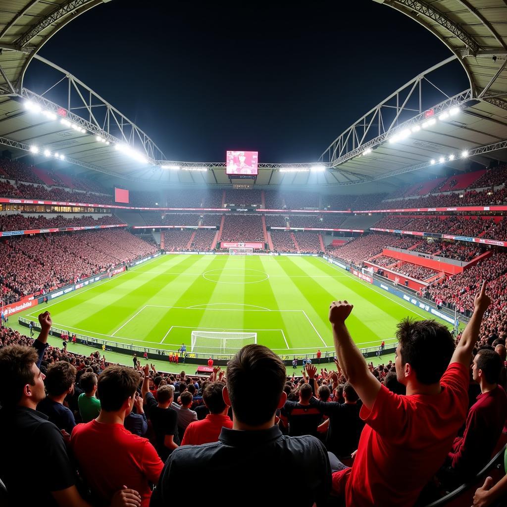 Fans von Bayer Leverkusen im Stadion