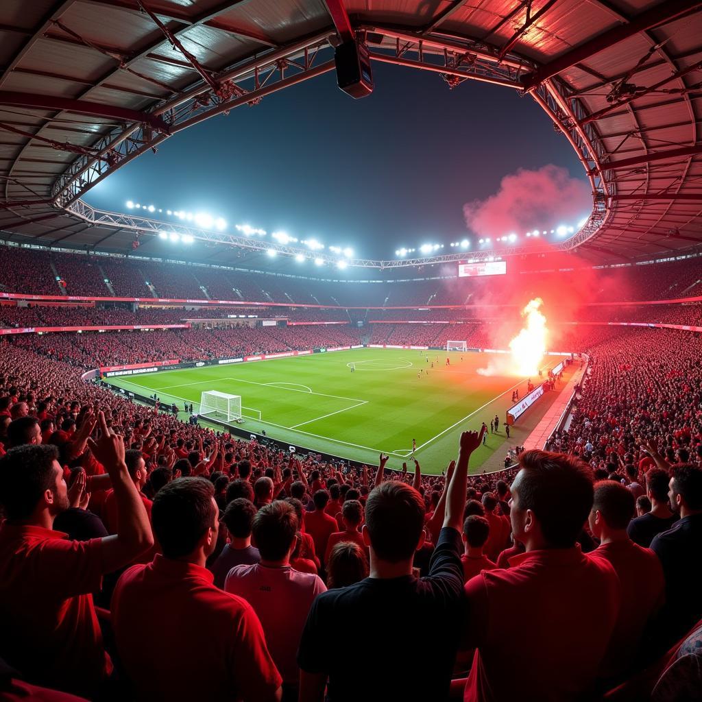 Fans von Bayer Leverkusen im Stadion