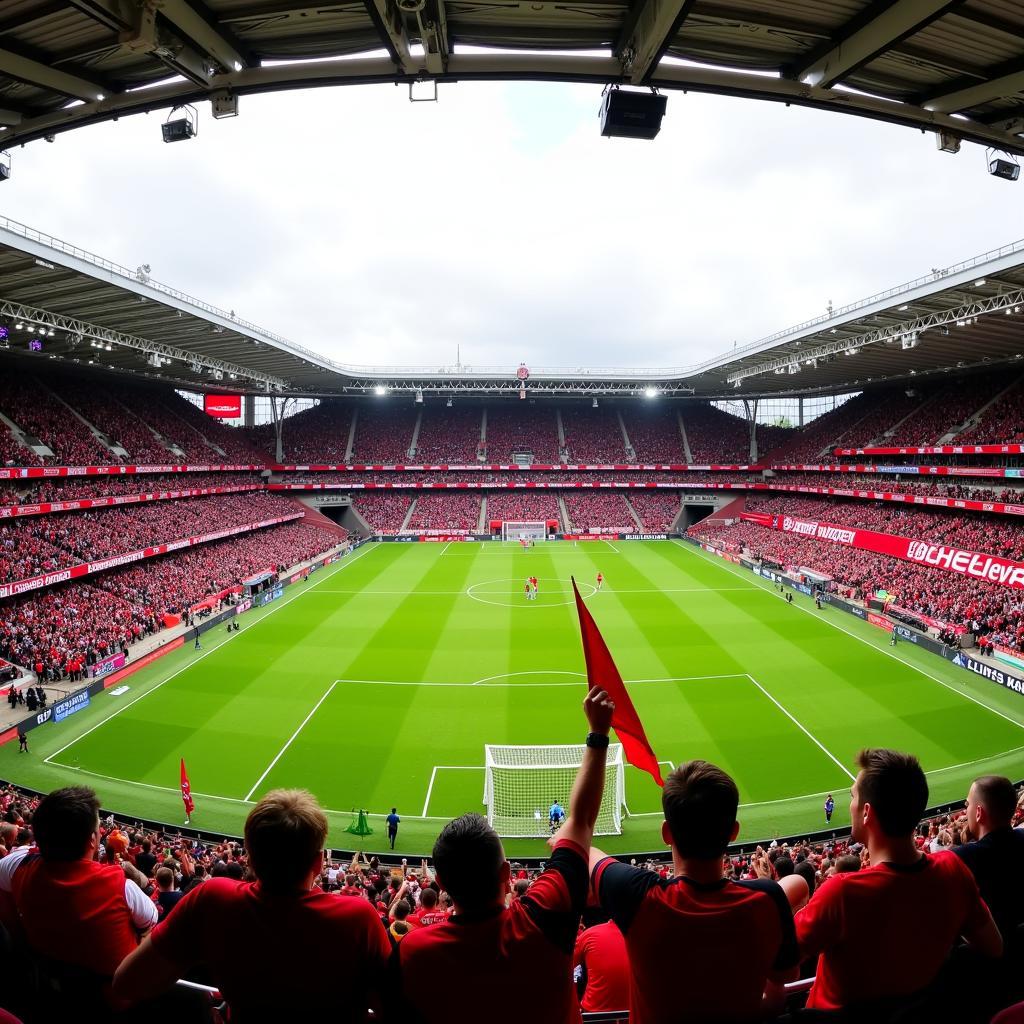 Leidenschaftliche Unterstützung in der BayArena