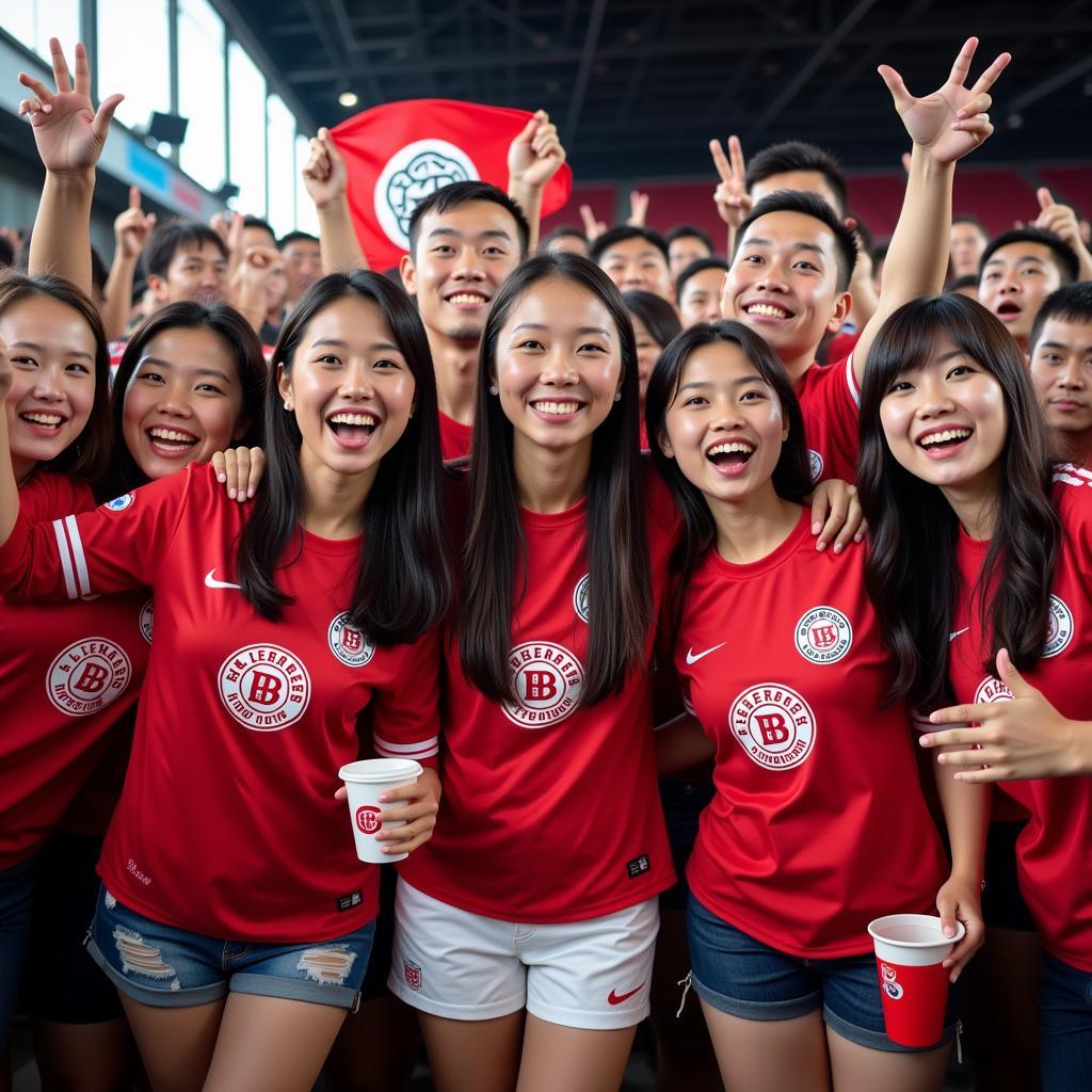 Asiatische Fans feiern Bayer Leverkusen