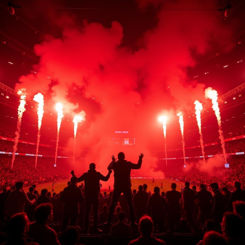 Atmosphärische Choreografie mit Pyrotechnik