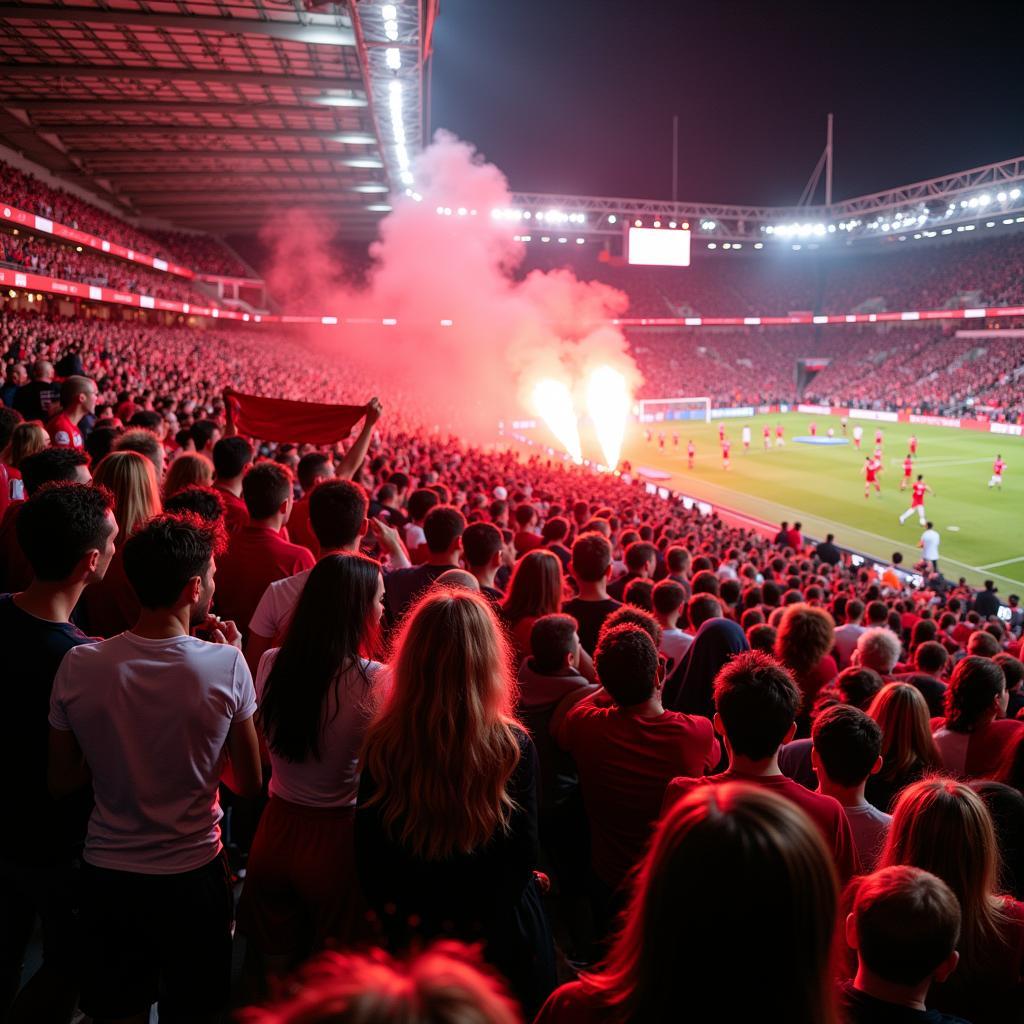 Bayer Leverkusen Fans feiern Tor