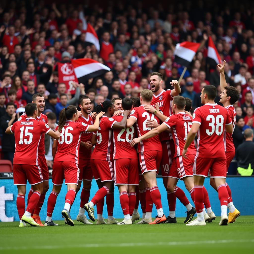 Bayer Leverkusen Fans feiern Tor