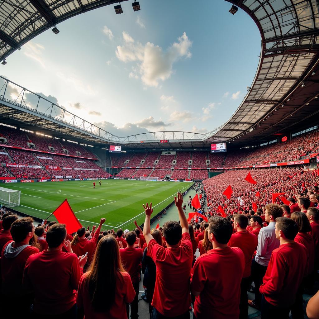 Fans von Bayer Leverkusen im Stadion