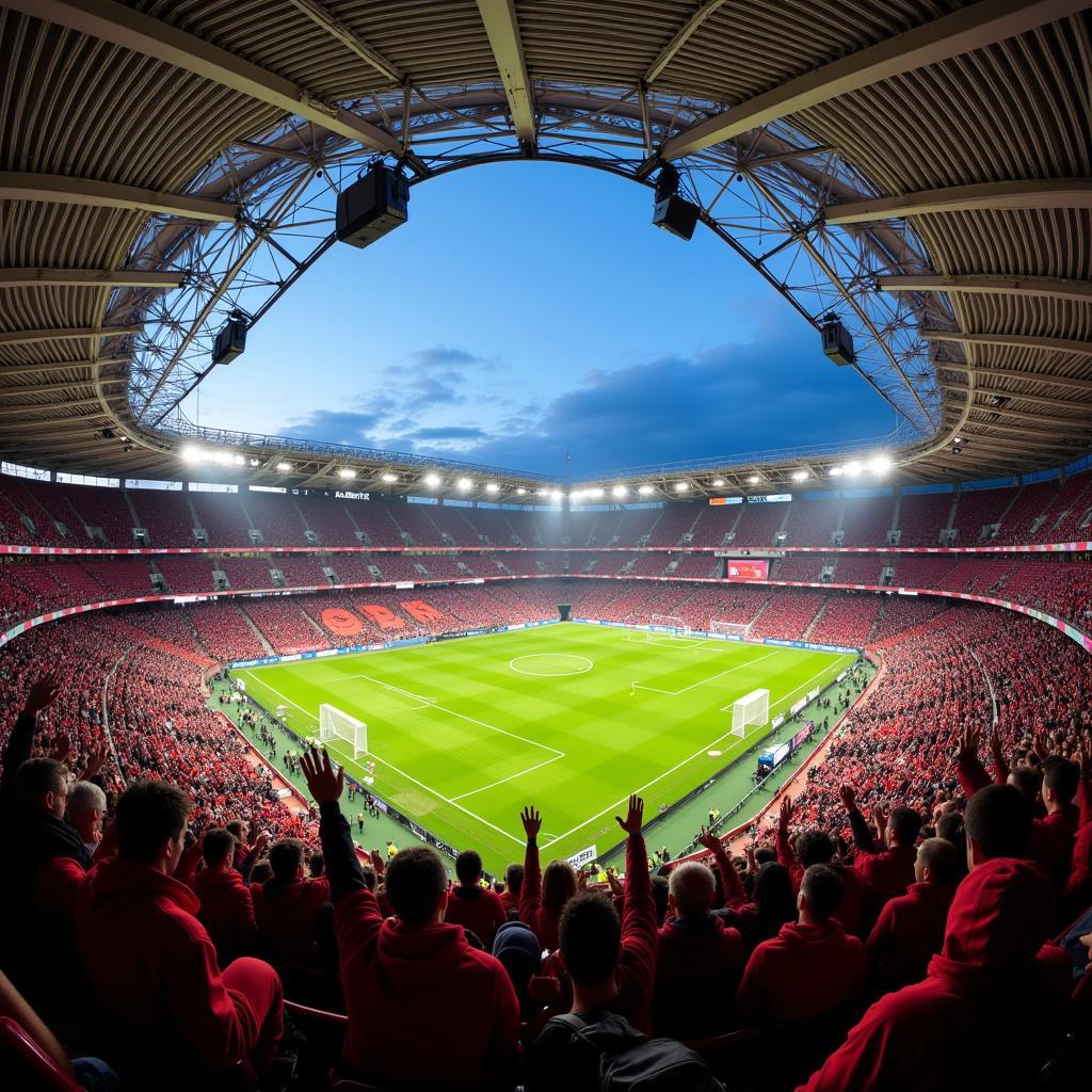 Fans von Bayer Leverkusen im Stadion