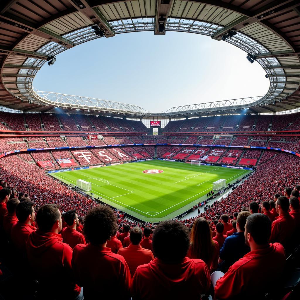 Fans von Bayer Leverkusen in der BayArena