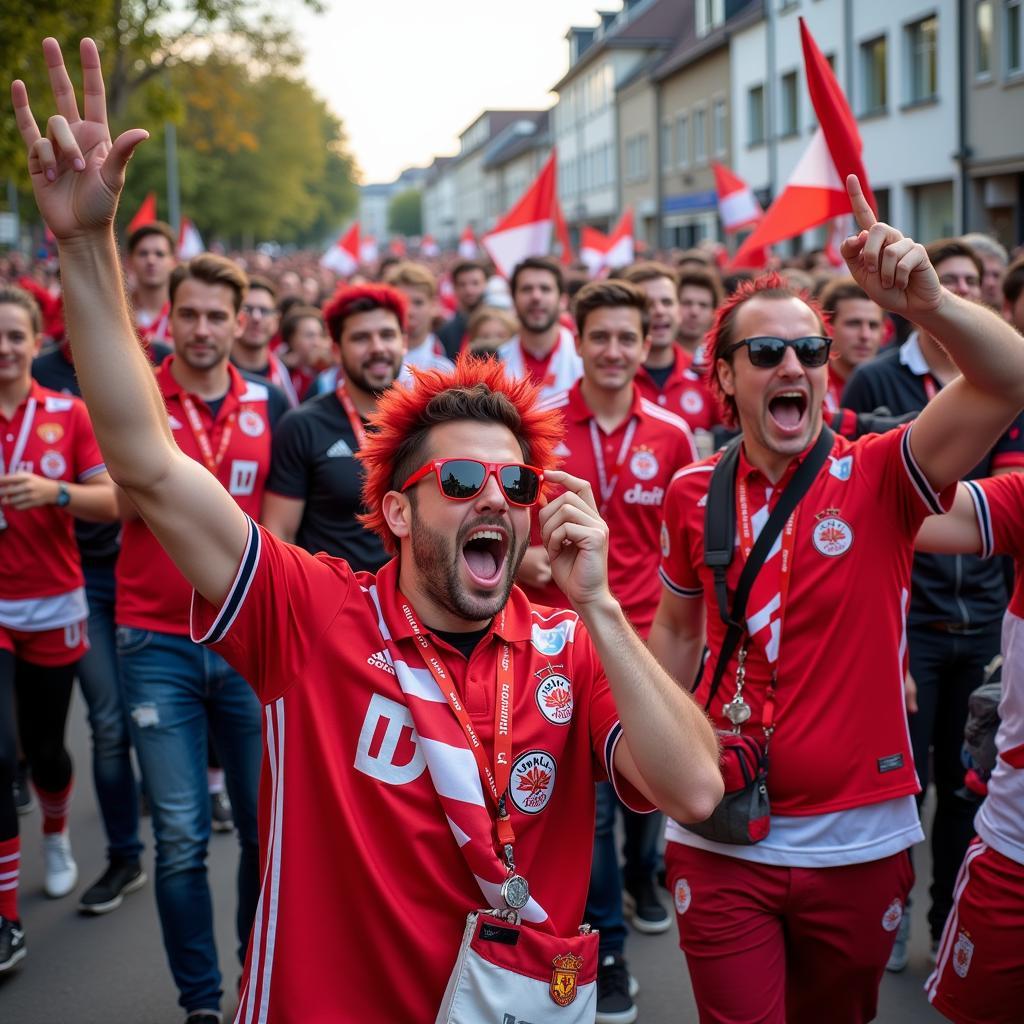 Bayer Leverkusen Fans beim Karnevalszug