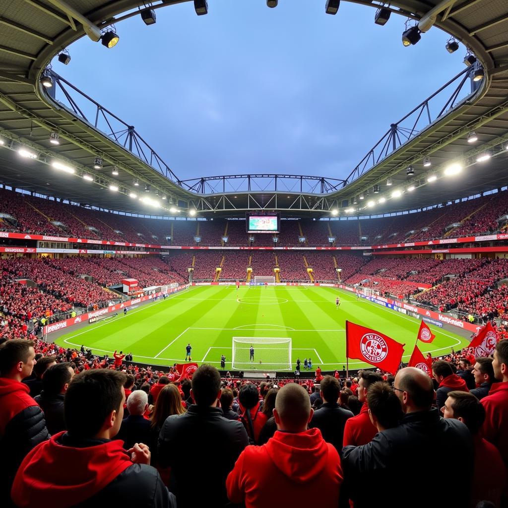 Fans von Bayer Leverkusen im Stadion