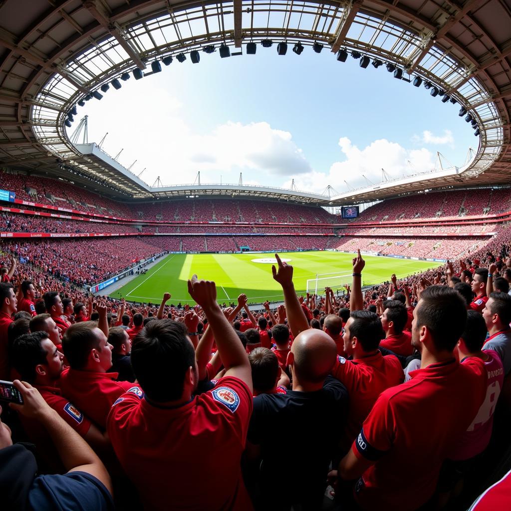 Fans von Bayer Leverkusen im Stadion