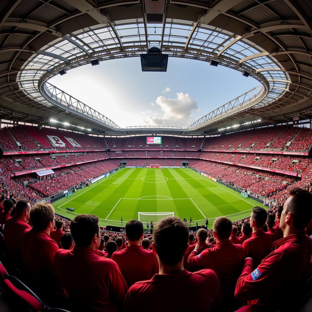 Fans von Bayer Leverkusen im Stadion