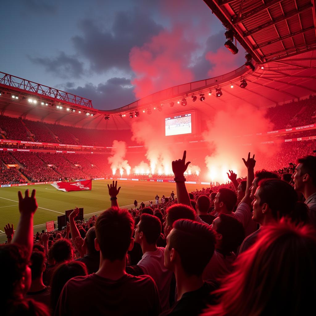 Fans von Bayer Leverkusen im Stadion