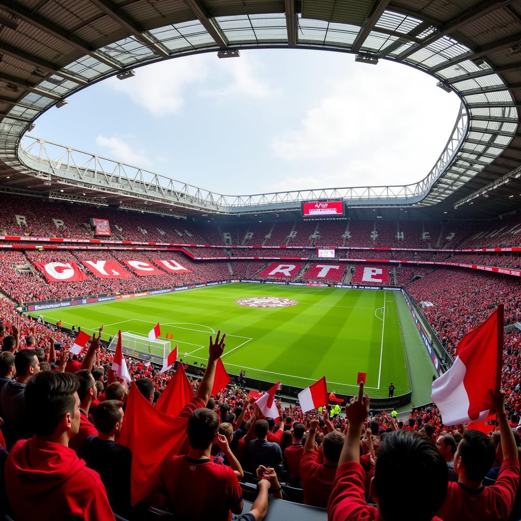 Fans von Bayer Leverkusen im Stadion