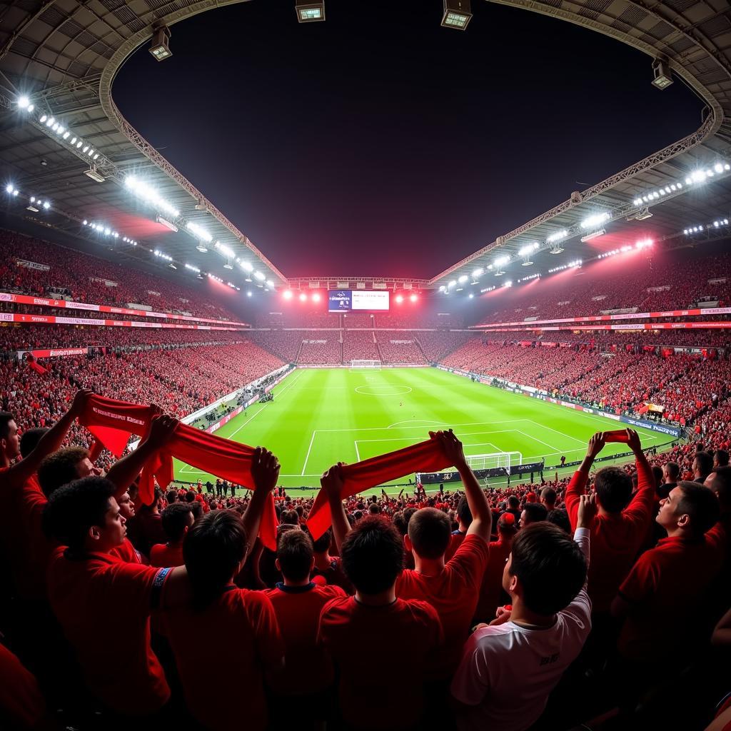 Enthusiastic Bayer Leverkusen Fans in the stadium