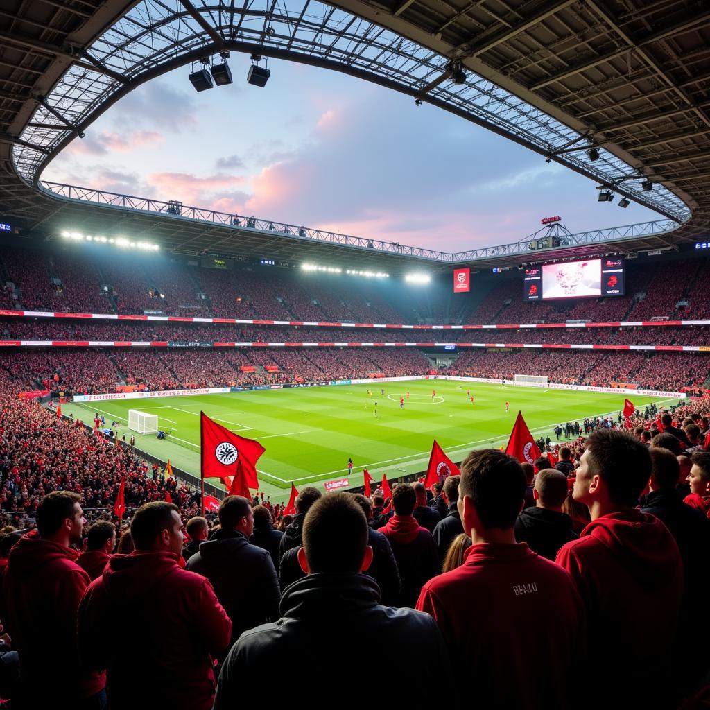 Fans von Bayer Leverkusen im Stadion