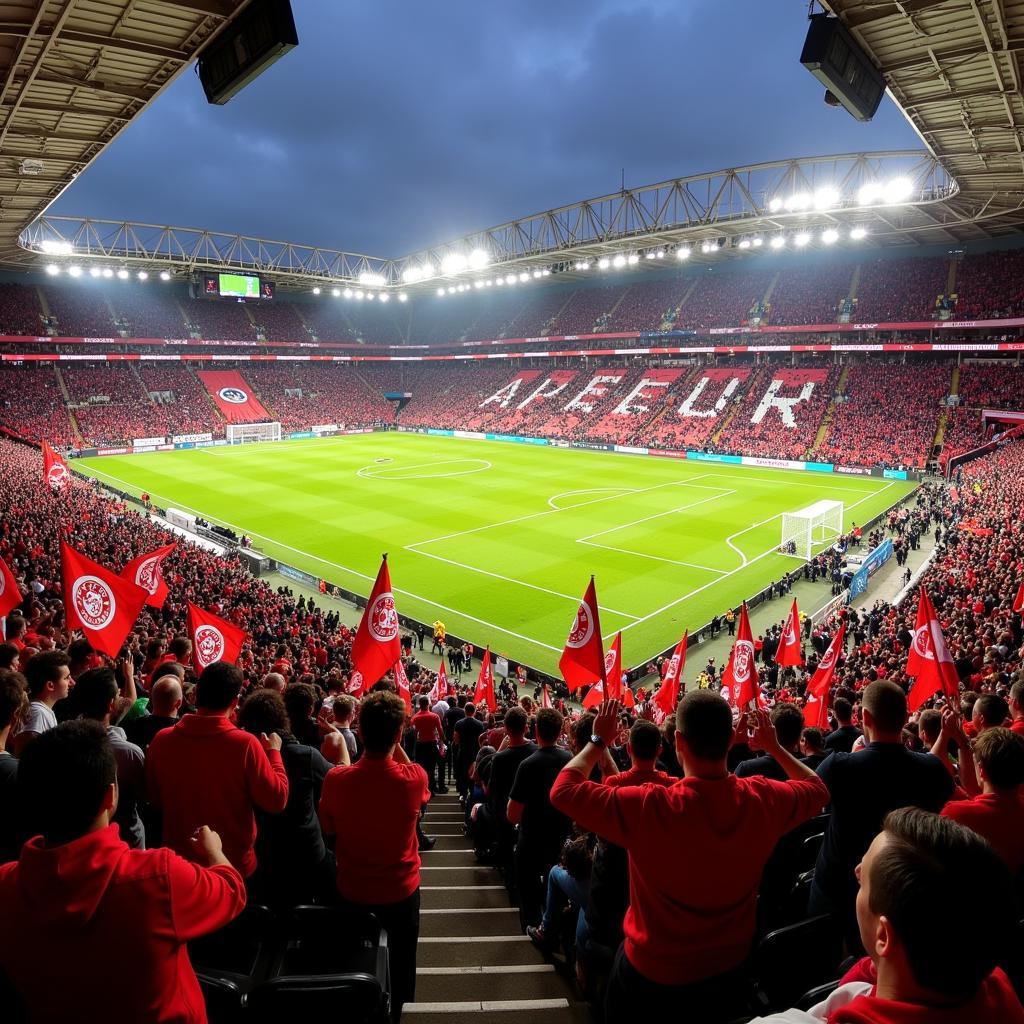 Fans von Bayer Leverkusen im Stadion