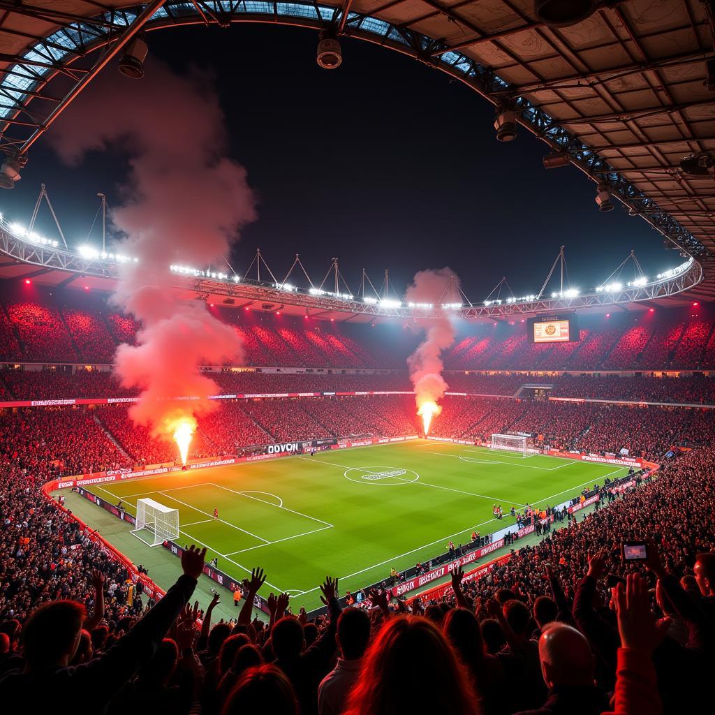 Fans von Bayer Leverkusen im Stadion