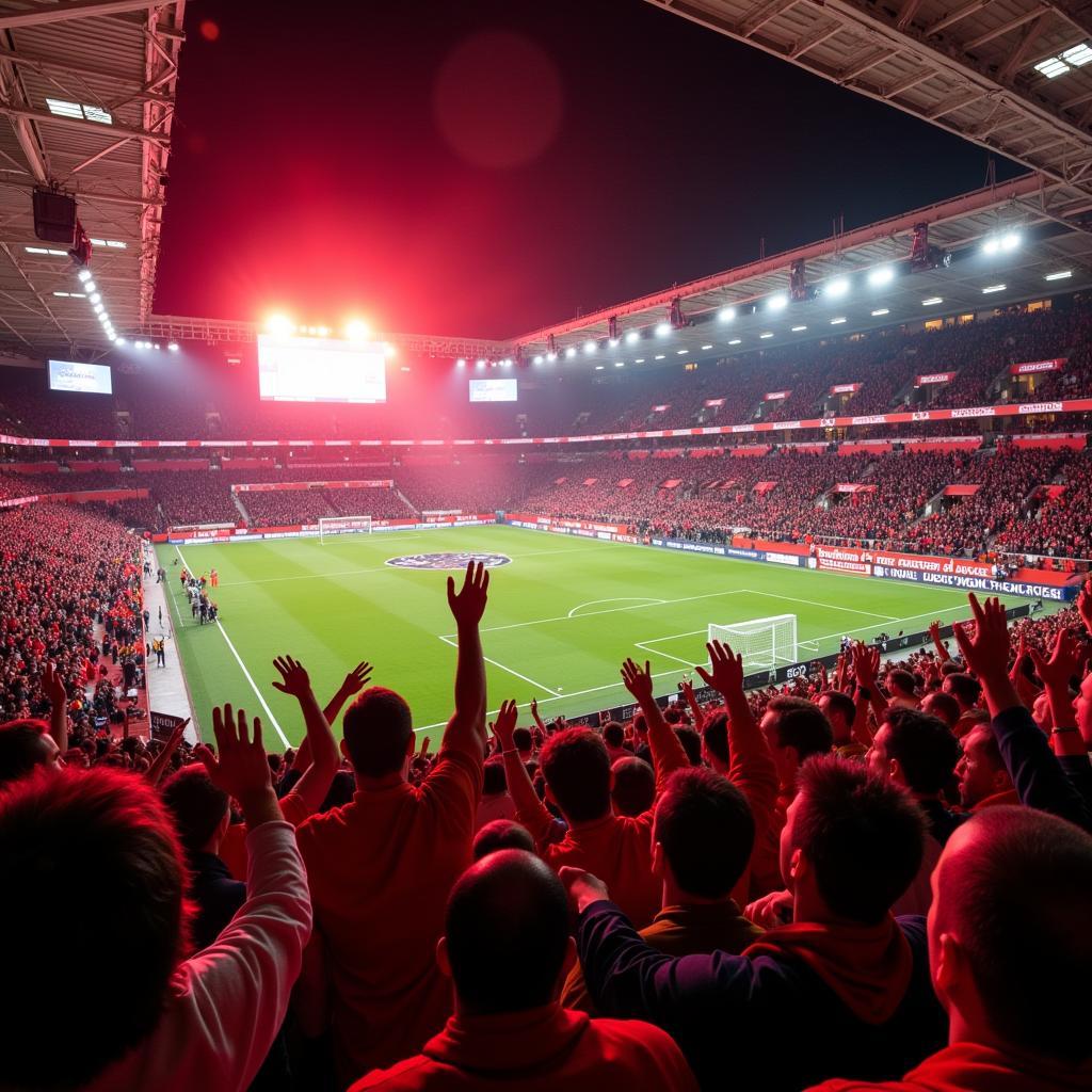 Fans von Bayer Leverkusen im Stadion