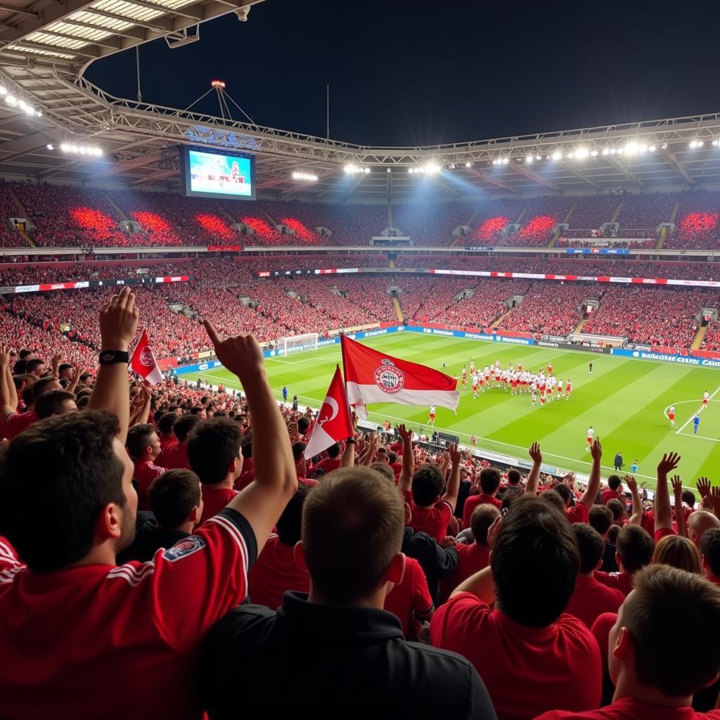 Fans des Bayer Leverkusen im Stadion