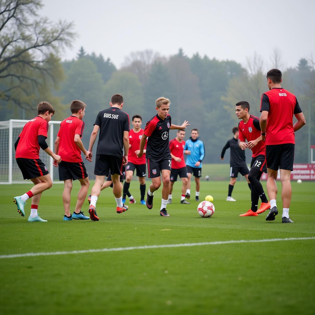 Junge Talente trainieren im Leistungszentrum des Bayer Leverkusen FC