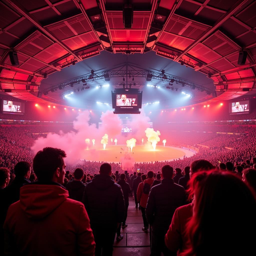 Fans von Bayer Leverkusen und Fortuna Düsseldorf im Stadion