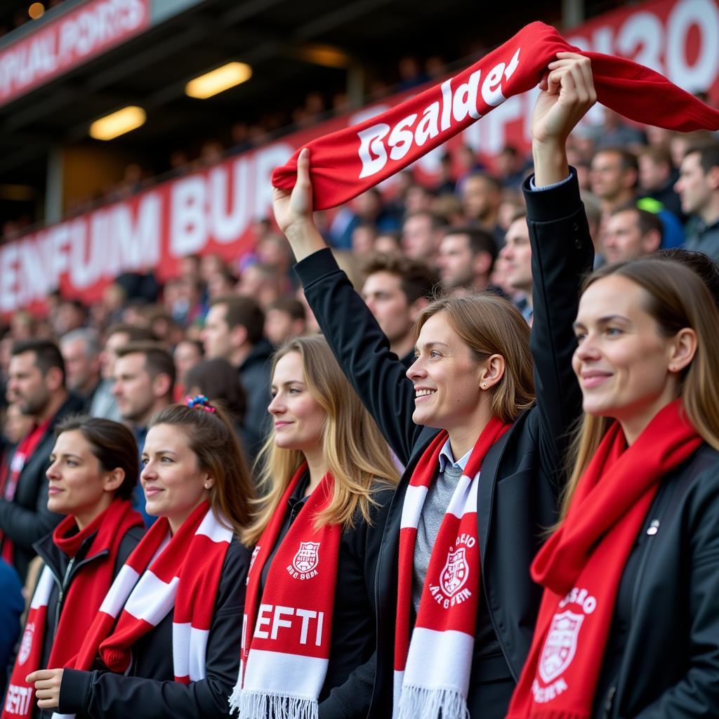 Fans von Bayer Leverkusen und Freiburg im Stadion