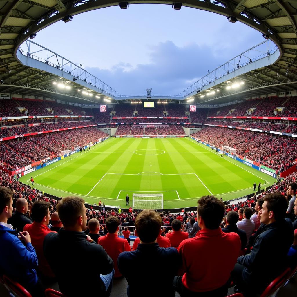 Fans von Bayer Leverkusen und Eintracht Frankfurt im Stadion